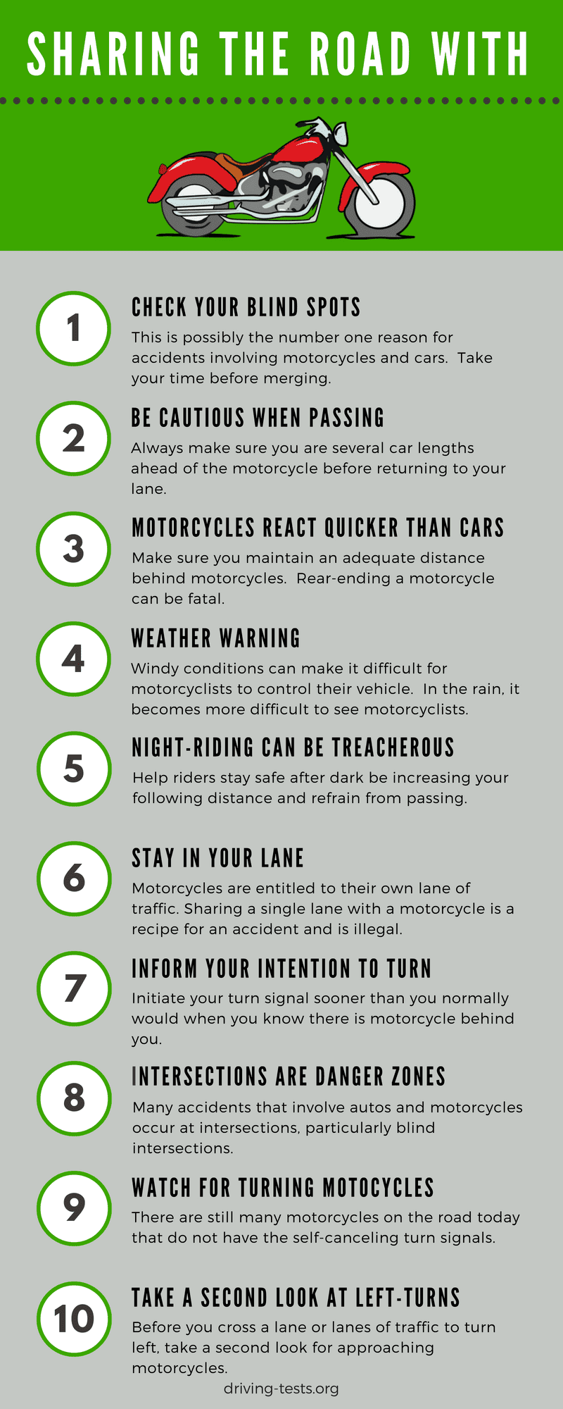 sharing the road with motorcycle infographic