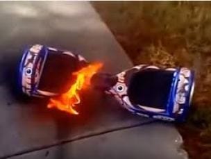 Hoverboard on fire from exploding